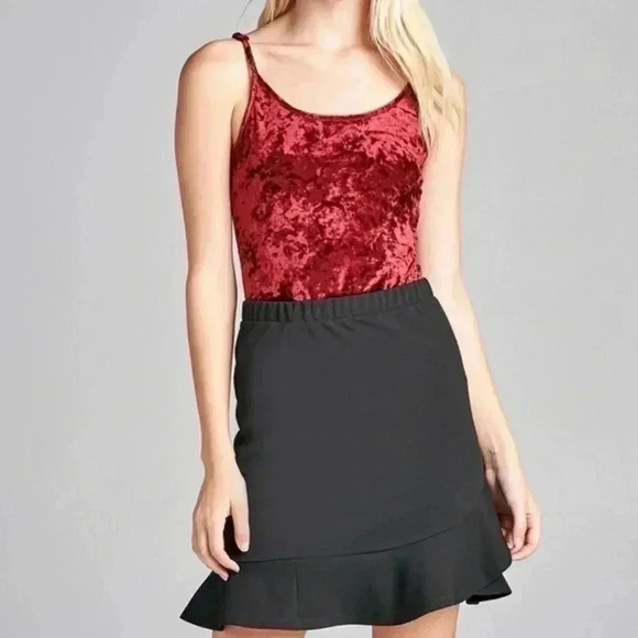 BURGUNDY VELVET BODYSUIT - Picture 1 of 4